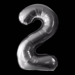 Cijfer Ballon Zilver - 97cm - Cijfer Twee