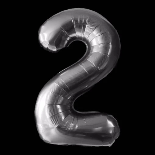 Cijfer Ballon Zilver - 97cm - Cijfer Twee