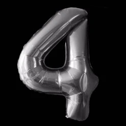 Cijfer Ballon Zilver - 97cm - Cijfer Vier