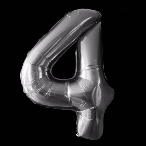 Cijfer Ballon Zilver - 97cm - Cijfer Vier