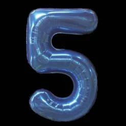 Cijfer Ballon Blauw - 97cm - Cijfer Vijf