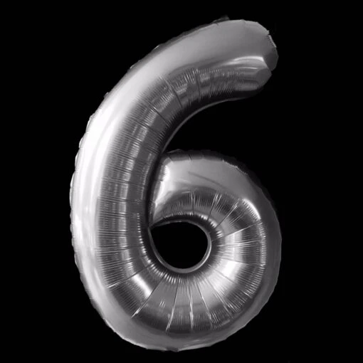 Cijfer Ballon Zilver - 97cm - Cijfer Zes