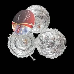 Kerstballen Rond 3 Stuks - Transparant/zilver/glitter