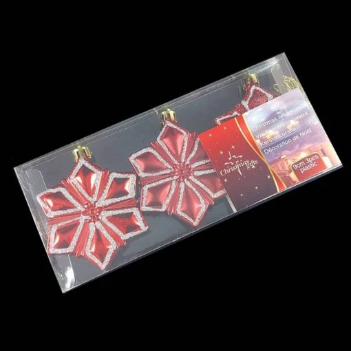 Kerstballen Ster 3 Stuks - Rood - Afbeelding 2