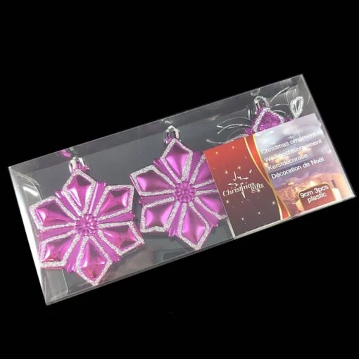 Kerstballen Ster 3 Stuks - Roze - Afbeelding 2