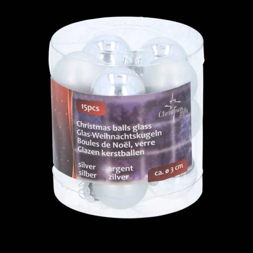Kerstballen Rond 15 Stuks - Zilver