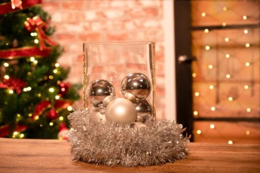 Kerstballen Rond 15 Stuks - Zilver - Afbeelding 2