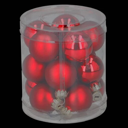 Kerstballen Rond 15 Stuks - Rood - Afbeelding 2