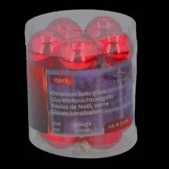 Kerstballen Rond 15 Stuks - Rood