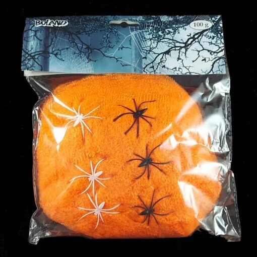 Boland Oranje Spinnenweb Met 6 Spinnen - 100gram