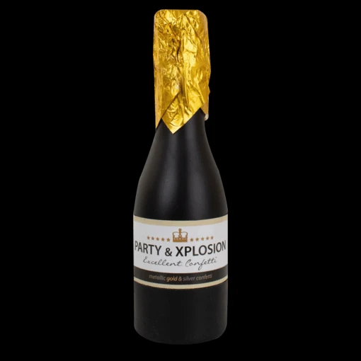Confetti Kanon Budget - Champagnefles - Goud & Zilver
