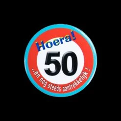 Button Verkeersbord - Hoera 50